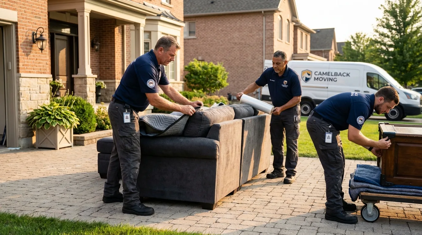 Large estate moving crew wrapping furniture in Madison, VA
